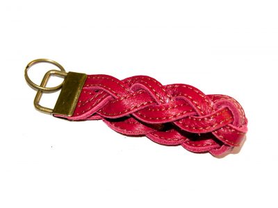 Schlüsselband geflochten rot Leder