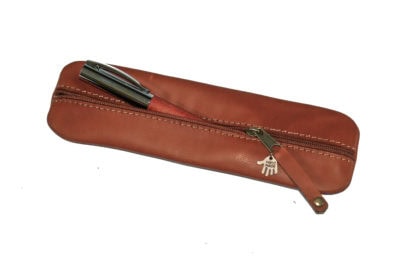 Federmäppchen aus feinstem Anilinleder Ranchero - COGNAC
