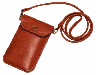 Schulterriemen aus cognacbraunem Leder mit Karabinern &ndash; passend zur Handytasche, handgefertigt von HenrietteClaire