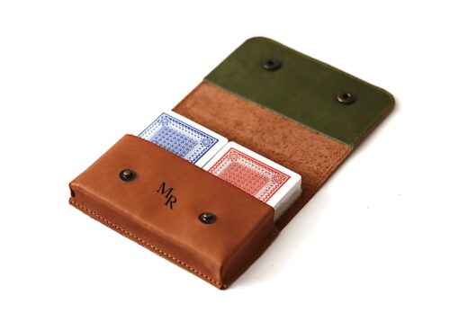 SPIELKARTENETUI Leder Glattleder COGNAC zweifarbig